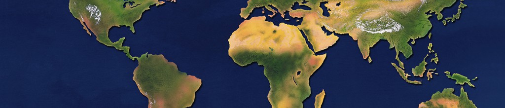 Section of globe showing continents
